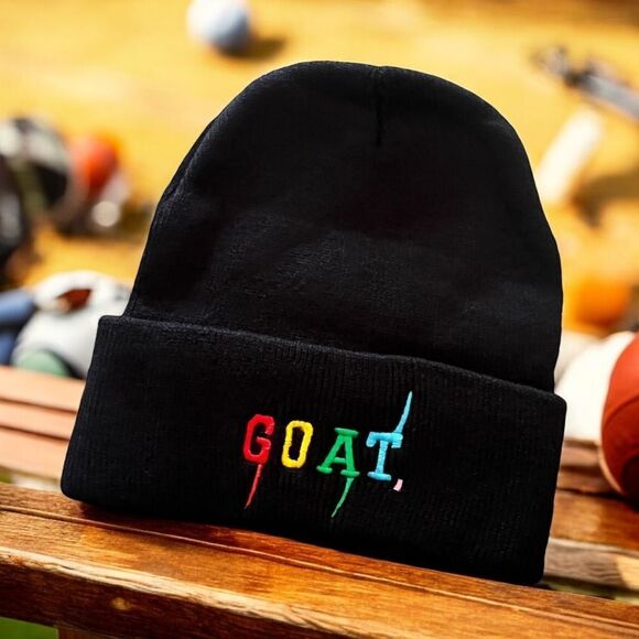 GOAT (Greatest of All Time) Acrylic Knit Beanie Hat - Picture 1 of 3
